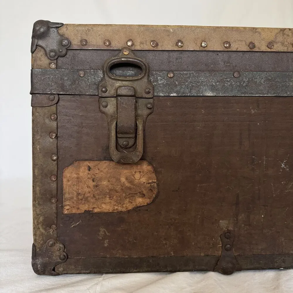 Antique 1928 Footlocker Trunk Named WWII Army Camp Beale Baylor Football Texas